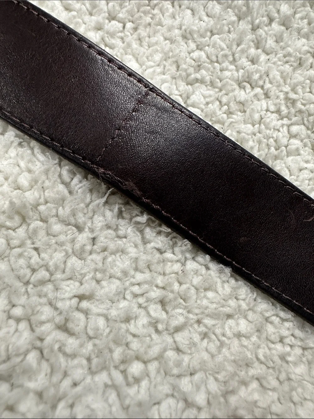 Thick Brown Cowhide Leather Belt, Silver Tone Double Ring  Belt, Made in USA, M